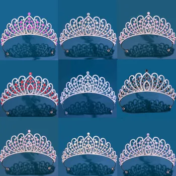 DIEZI Луксозна корея, диадема с кристали AB, crown за жени и момичета, принцеса сватба, сватбена короната с кристали, украса за коса, аксесоари Изображение