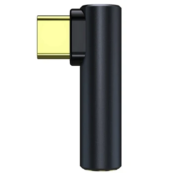 Аудиоадаптер Type-C до 3,5 мм мини-USB адаптер C адаптер за слушалки, универсален мобилен телефон Type C, черен Изображение