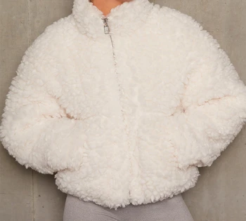 Жена с жилетка, палто, модерно ежедневното късо палто от цели плюшени агне с дълги ръкави, есен и зима 2023, нов стил, градинска облекло Изображение