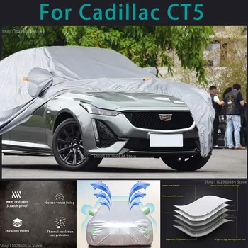 За Cadillac CT5 210T Водоустойчив кола покрива със защита от слънцето, ултравиолетови лъчи, прах, дъжд, сняг, защитен калъф за авто, защитен калъф Изображение