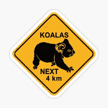Коали, след 4 км, предупреждението за медведе коале, 5 бр., автомобилни стикери за етикети, бутилки за вода, арт фон за прозорци, стена за домашен лаптоп Изображение
