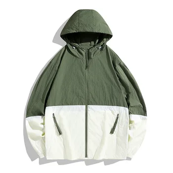 Летни палто с защита от UV-лъчи UPF 50 +, мъжки ультралегкая спортни облекла, връхни дрехи с качулка, мъжки windbreakers, ежедневни якета Изображение